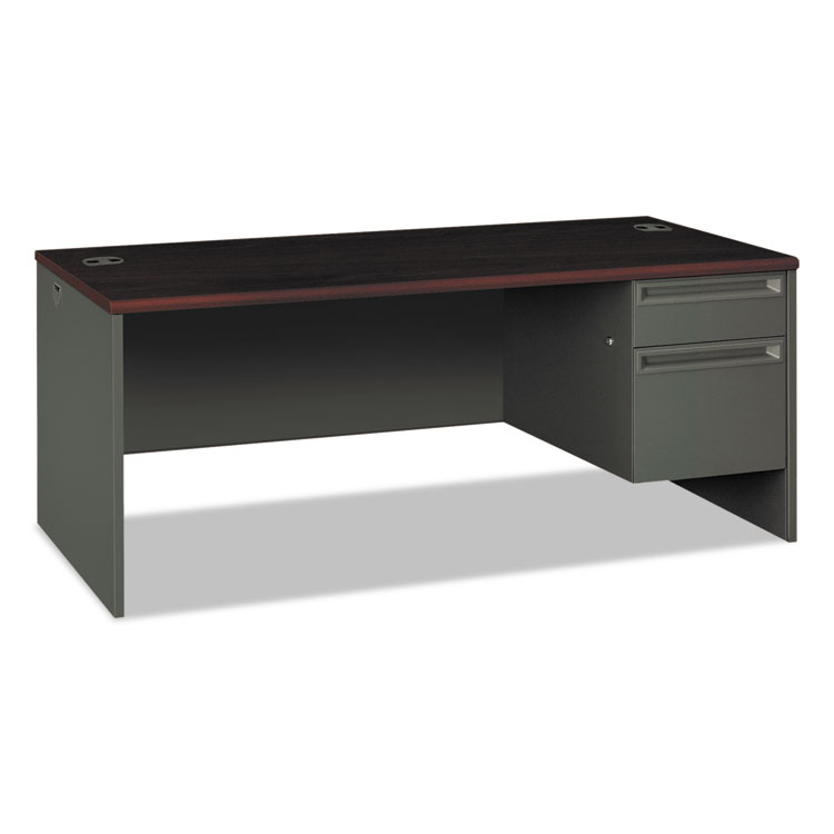 Picture of 38000 Series Right Pedestal Desk, 72w x 36d x 29-1/2h, Mahogany/Charcoal