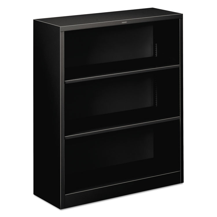 Picture of Metal Bookcase, Three-Shelf, 34-1/2w x 12-5/8d x 41h, Black