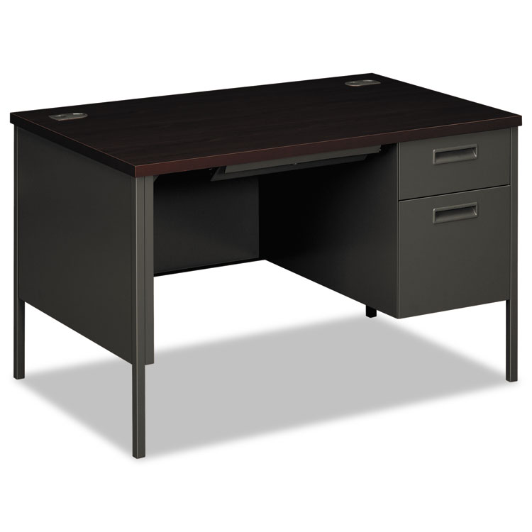 Picture of Metro Classic Right Pedestal Desk, 48w x 30d x 29 1/2h, Mahogany/Charcoal