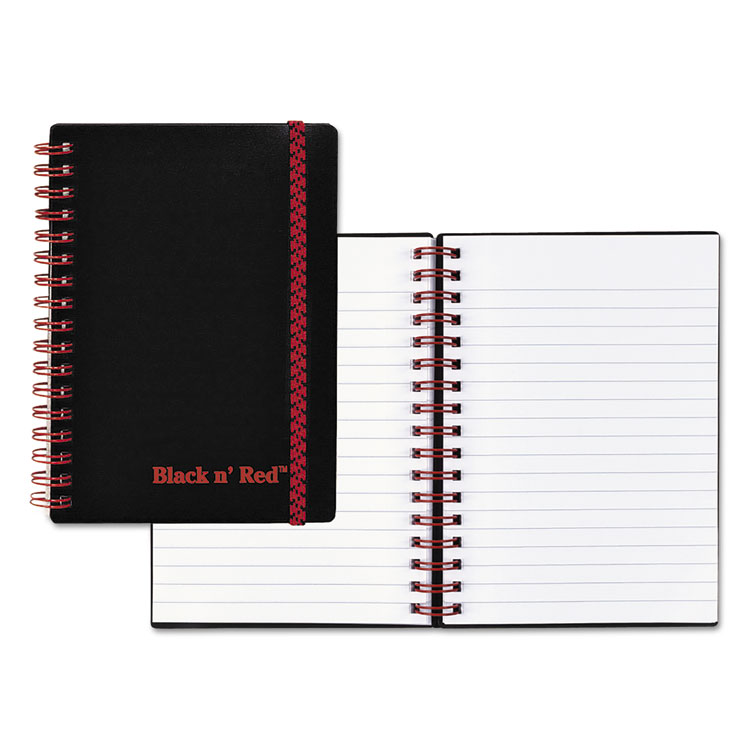 Picture of Black n' Red™ Twin Wire Poly Cover Notebook, Legal Ruled, 5 7/8 x 4 1/8, White, 70 Sheets