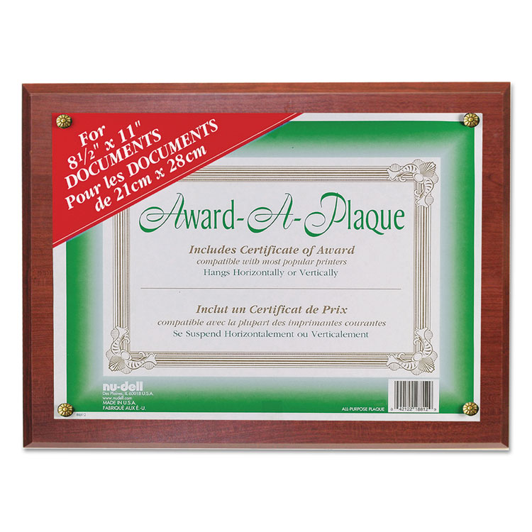 Picture of Award-A-Plaque Document Holder, Acrylic/Plastic, 10-1/2 x 13, Mahogany