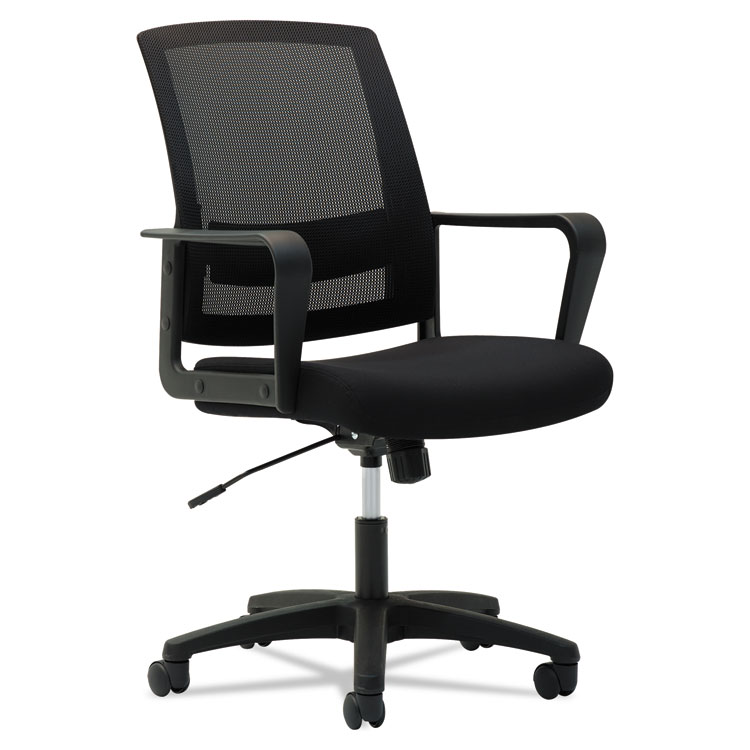 Picture of Mesh Mid-Back Chair, Fixed Loop Arms, Black