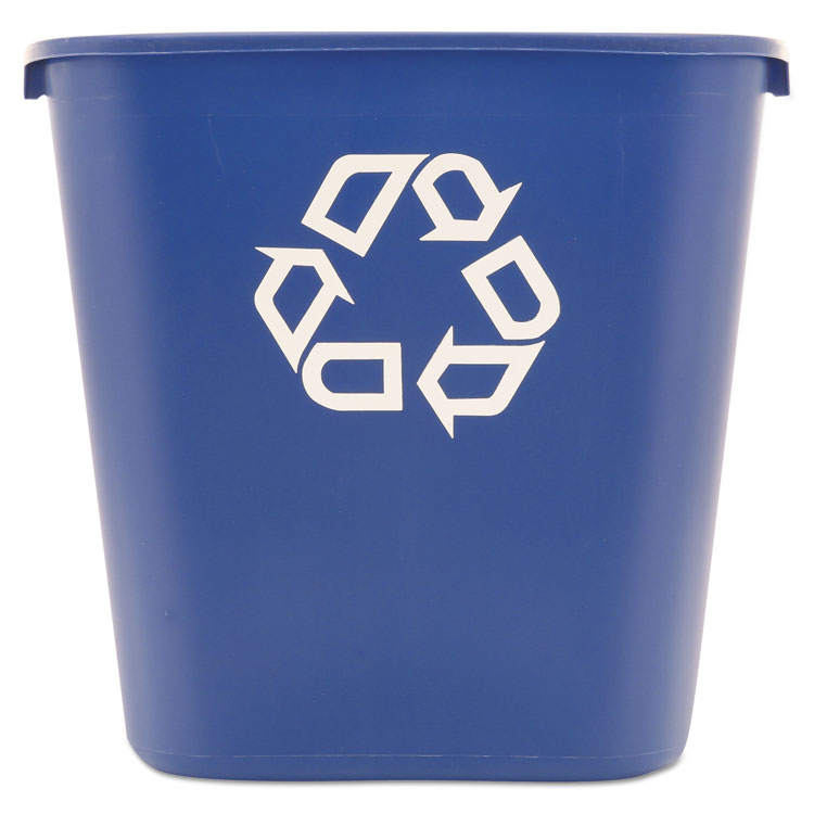 Picture of Medium Deskside Recycling Container, Rectangular, Plastic, 28.125qt, Blue