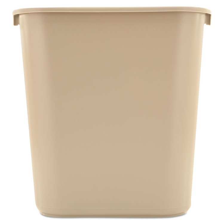 Picture of Deskside Plastic Wastebasket, Rectangular, 7 gal, Beige