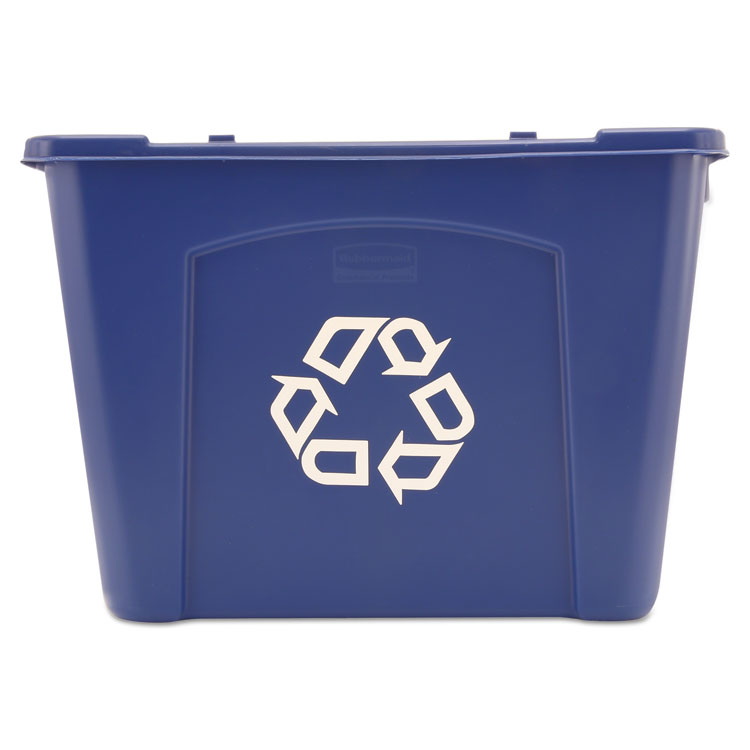 Picture of Stacking Recycle Bin, Rectangular, Polyethylene, 14gal, Blue