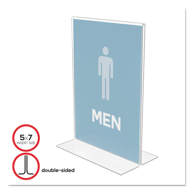 Picture of Classic Image Stand-Up Double-Sided Sign Holder, Plastic, 5 x 7 Insert, Clear