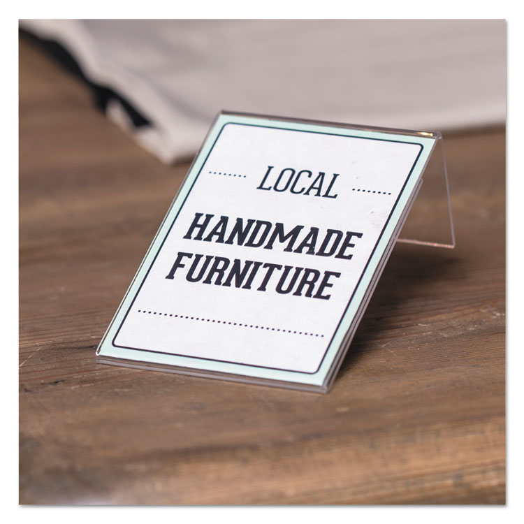Clips Grips Tags Mini Tabletop Sign Holder, 3 x 1 1/2 x 4, Clear, 10