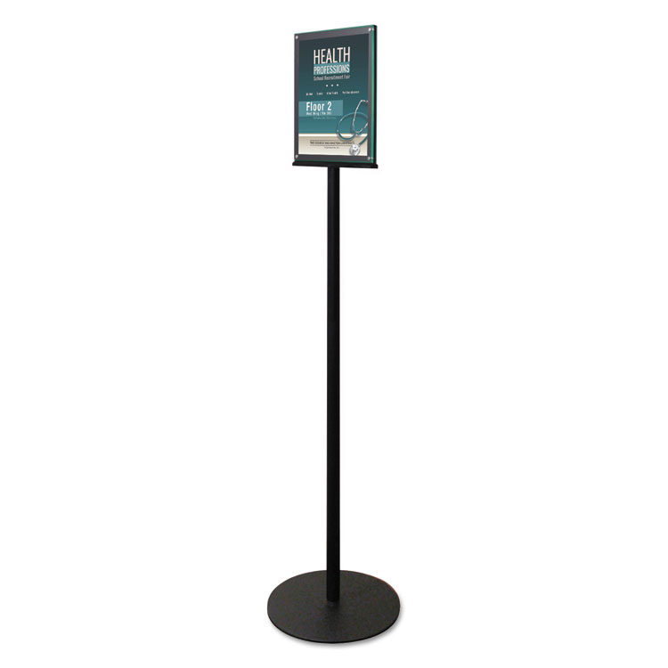 Picture of Double-Sided Magnetic Sign Stand, 8 1/2 x 11 Insert, 56" High, Clear/Black