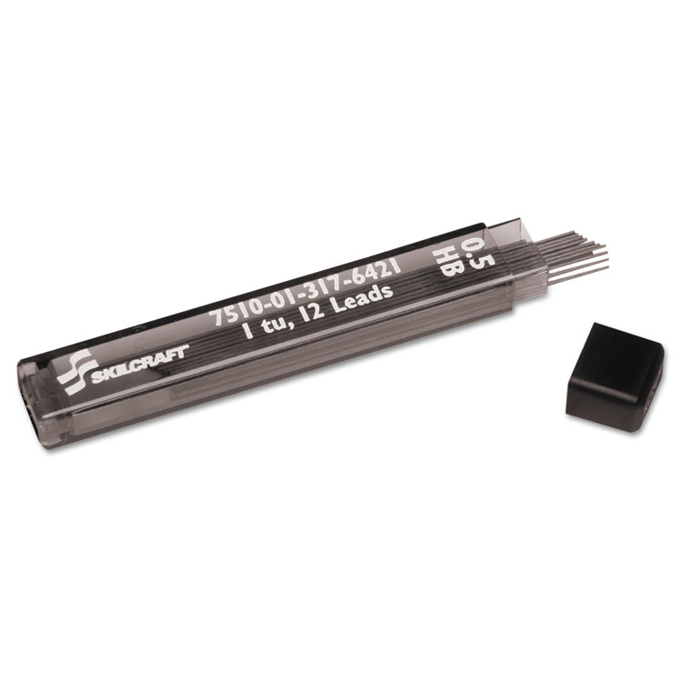 7510013176421, SKILCRAFT Lead Refill for Mechanical Pencil, 0.5 mm, HB, Black, 12/Tube