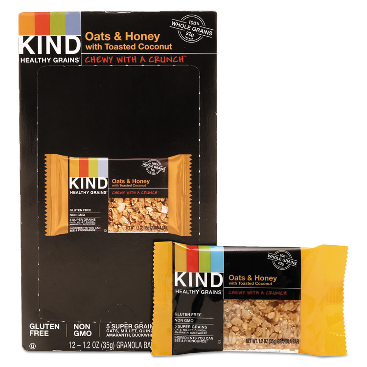 Picture of Healthy Grains Bar, Oats and Honey with Toasted Coconut, 1.2 oz, 12/Box
