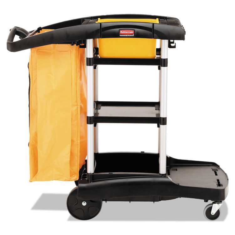 Picture of Rubbermaid® High Capacity Cleaning Cart, 21-3/4w x 49-3/4d x 38-3/8h, Black