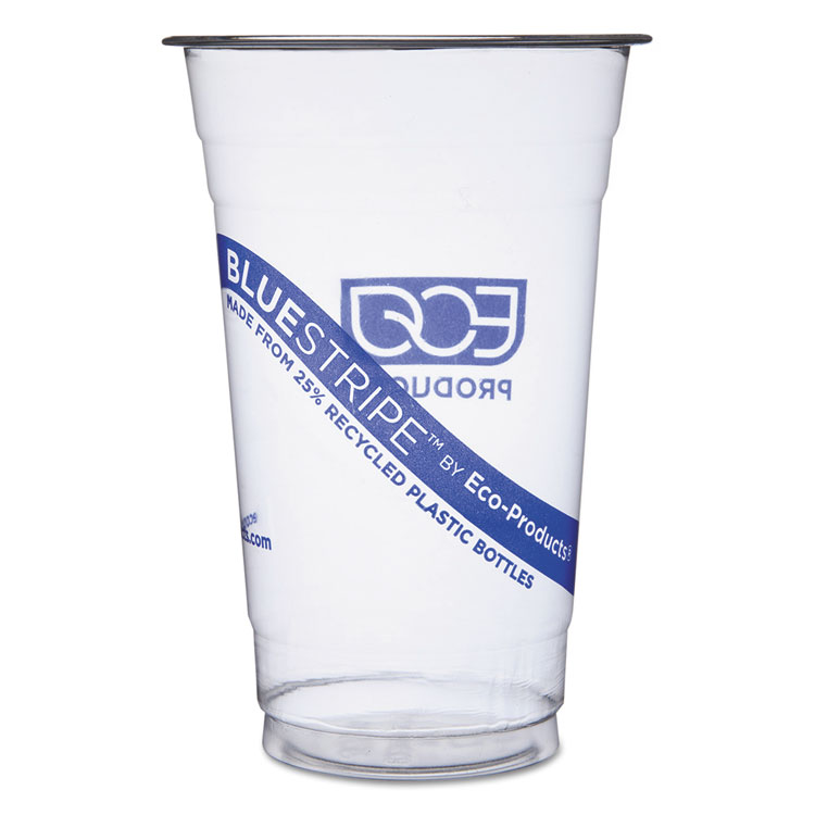 Picture of Bluestripe 25% Recycled Content Cold Cups, 20 Oz, Clear/blue, 1000/carton