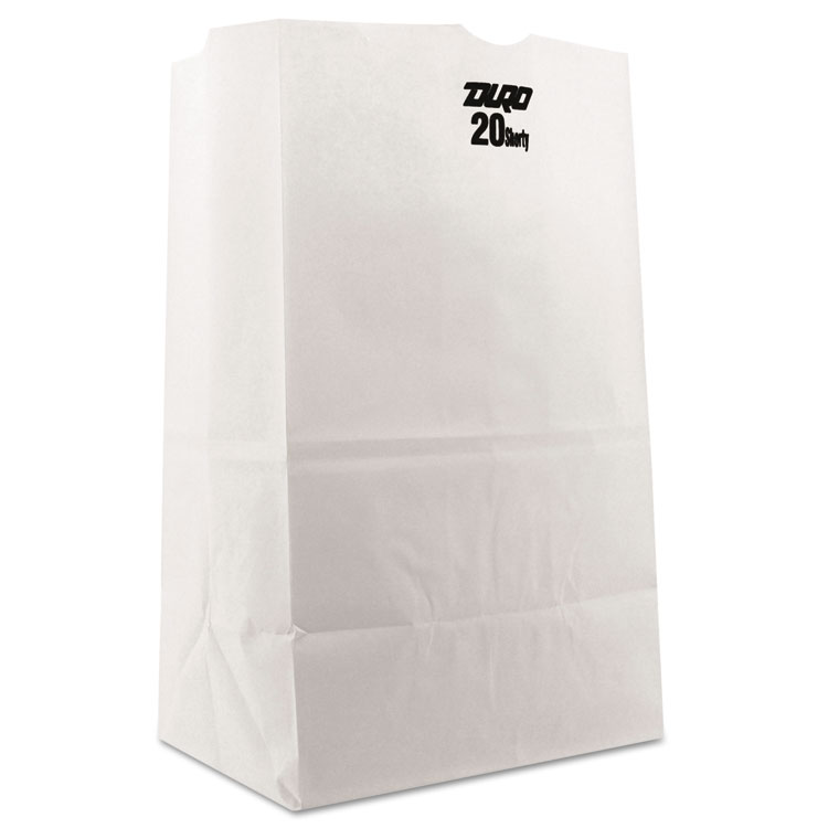 Picture of #20 Squat Paper Grocery Bag, 40lb White, Std 8 1/4 X 5 15/16 X 13 3/8, 500 Bags