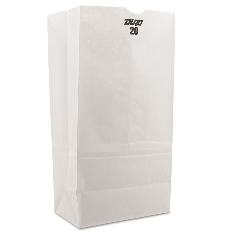 Picture of #20 Paper Grocery Bag, 40lb White, Standard 8 1/4 X 5 5/16 X 16 1/8, 500 Bags