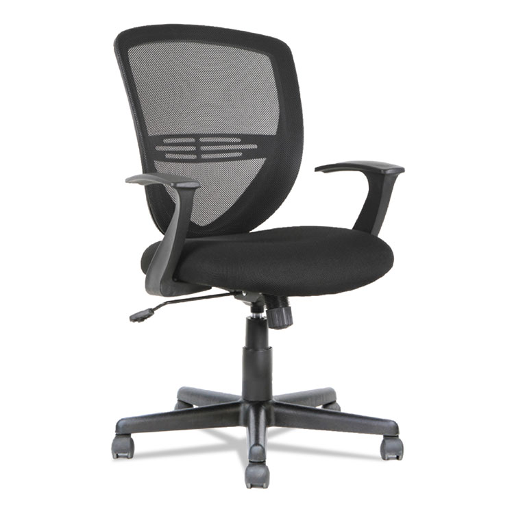 Picture of Swivel/Tilt Mesh Mid-Back Task Chair, Fixed Cantilevered Arms, Black