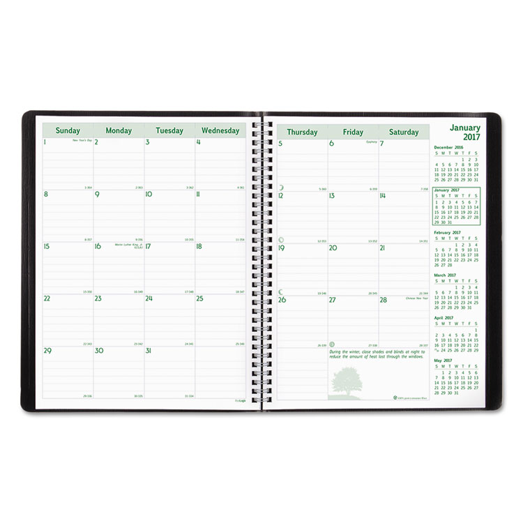 Picture of EcoLogix Recycled Monthly Planner, 11 x 8 1/2, Black Soft Cover