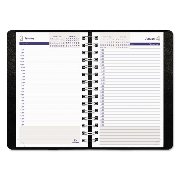 Picture of DuraGlobe Daily Planner Ruled For 30-Minute Appointments, 8 x 5, Black
