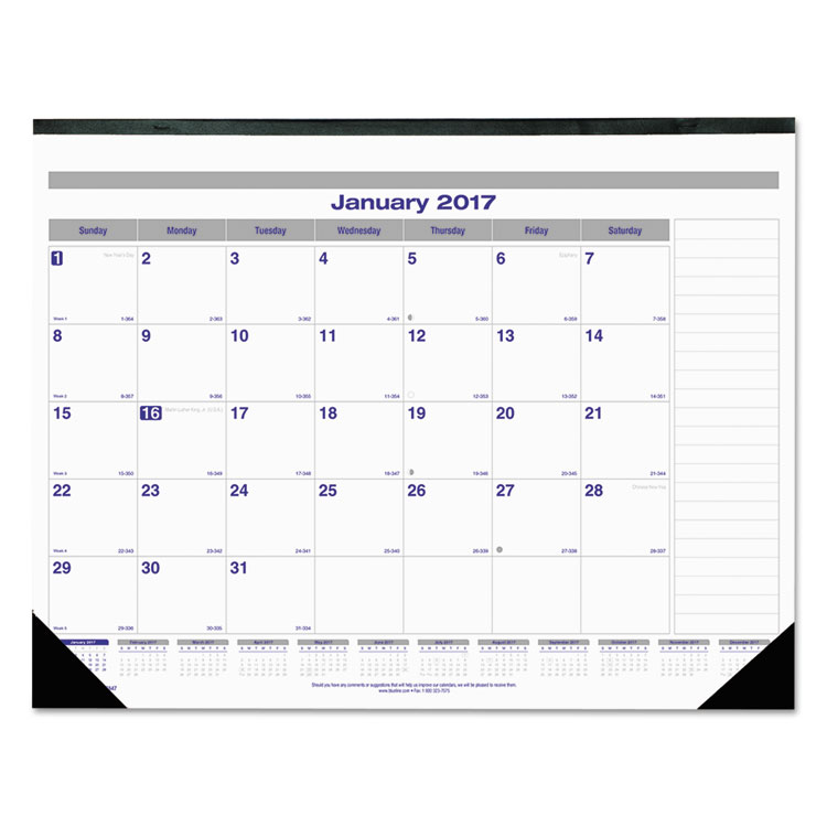 Picture of Net Zero Carbon Monthly Desk Pad Calendar, 22 x 17, Black Band and Corners