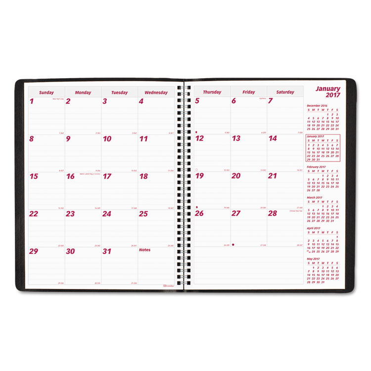 Picture of Essential Collection 14-Month Ruled Planner, 11 x 8 1/2, Black