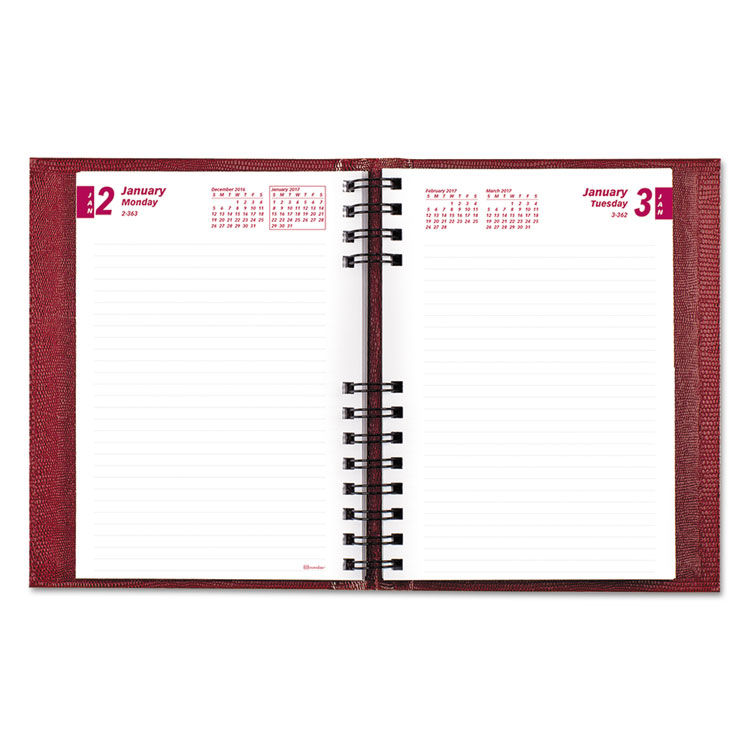 Picture of CoilPro Daily Planner, Ruled 1 Day/Page, 8 1/4 x 5 3/4, Red