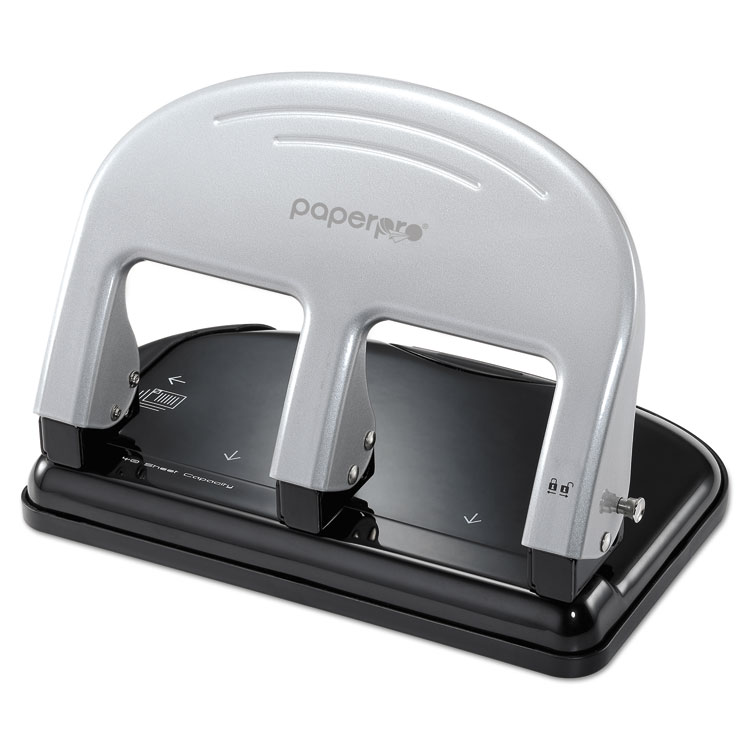 Picture of inPRESS Three-Hole Punch, 40-Sheet Capacity, Black/Silver