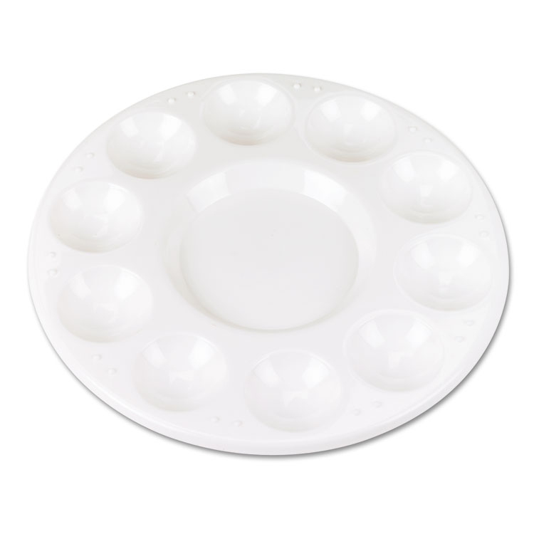 Picture of Round Plastic Paint Trays for Classroom, White, 10/Pack