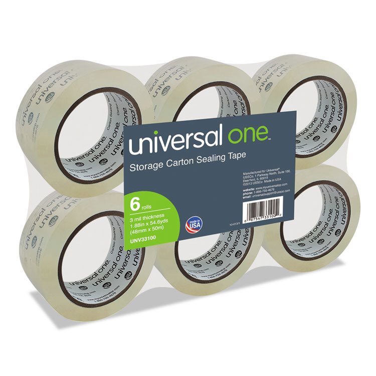 Picture of Heavy-Duty Acrylic Box Sealing Tape, 48mm x 50m, 3" Core, Clear, 6/Pack