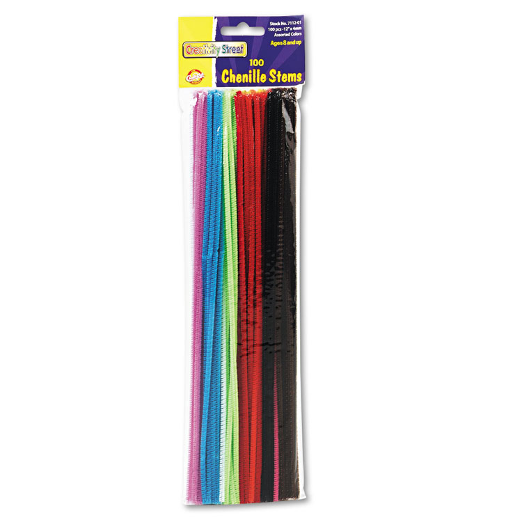 Picture of Regular Stems, 12" x 4mm, Metal Wire, Polyester, Assorted, 100/Pack