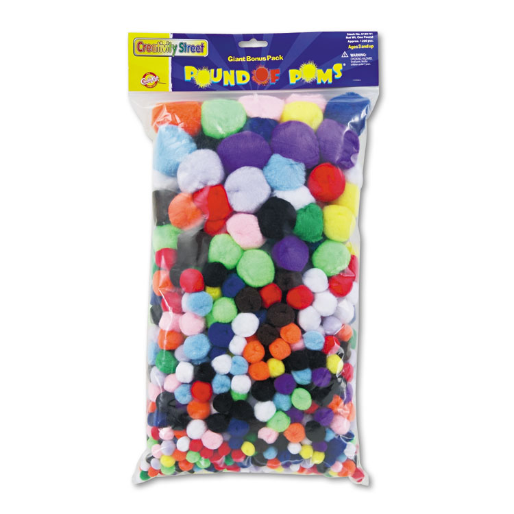 Picture of Pound of Poms Giant Bonus Pack, Assorted Colors, 1 lb/Pack