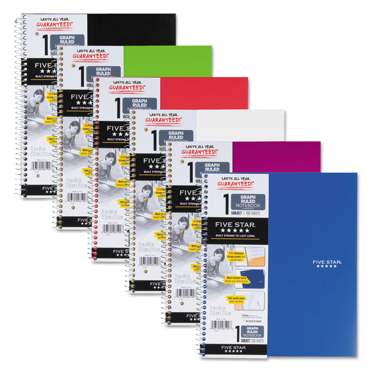 Picture of Wirebound Quadrille Notebook, 11 x 8 1/2, 100 Sheets, Assorted
