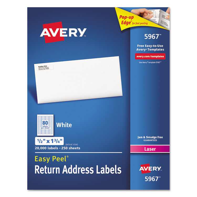 Picture of Address Labels for Laser Printers, 1/2 x 1 3/4, White, 20000/Box