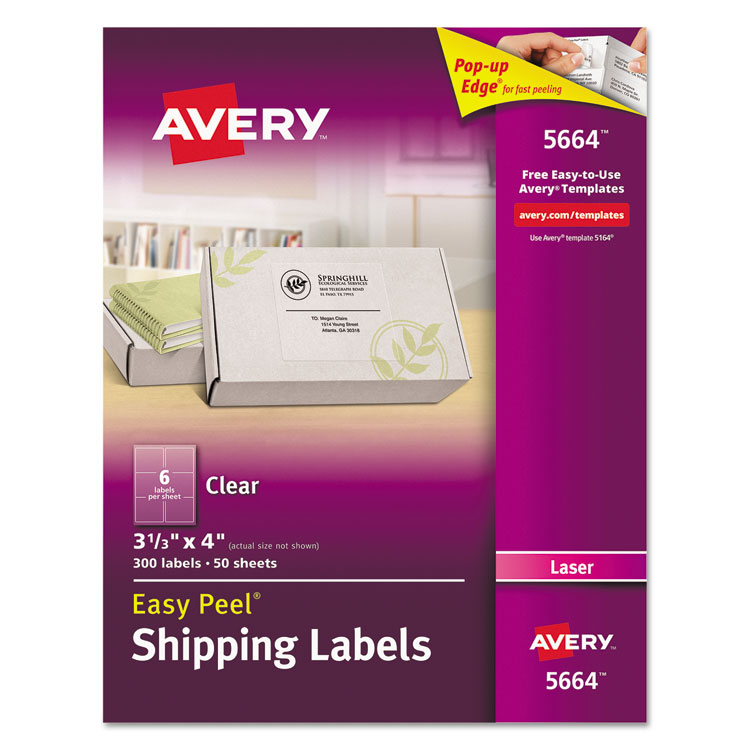 Picture of Clear Easy Peel Shipping Labels, Laser, 3 1/3 x 4, 300/Box