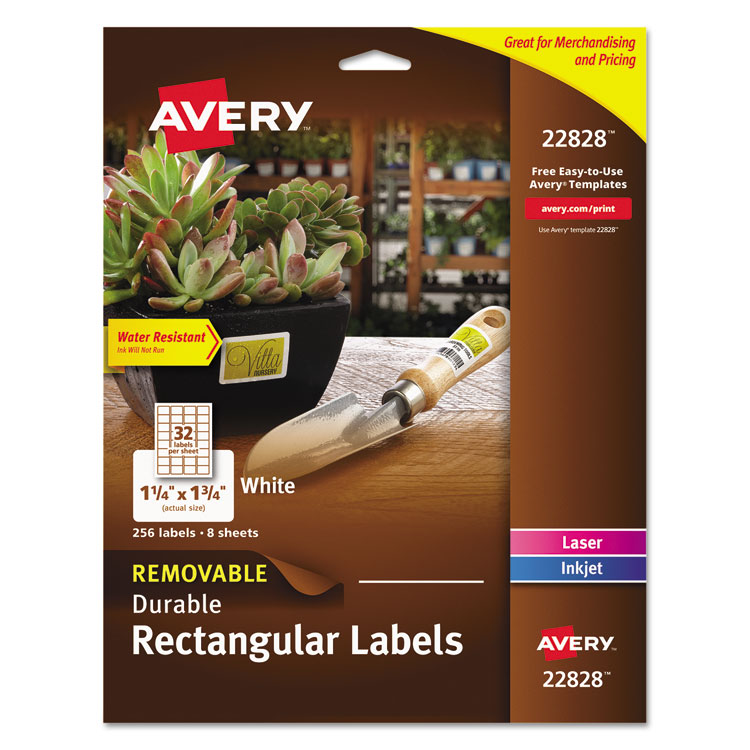 Picture of Removable Rectangle Labels w/TrueBlock Technology, 1 1/4 x 1 3/4, Glossy, 256/PK