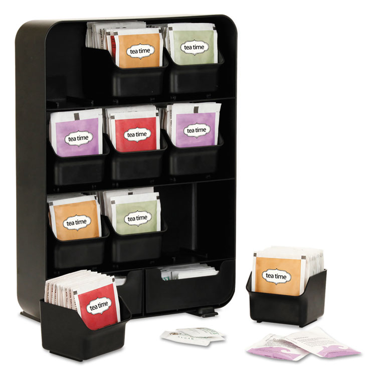 Picture of Baggy Nine-Drawer Tea Bag And Accessory Holder, Black, 10.24 X 4.33 X 13.11