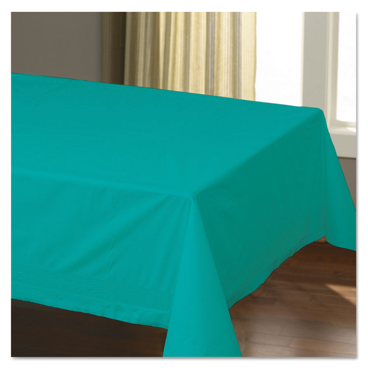 Cellutex Table Covers, Tissue/Polylined, 54 x 108, Teal, 25/Carton