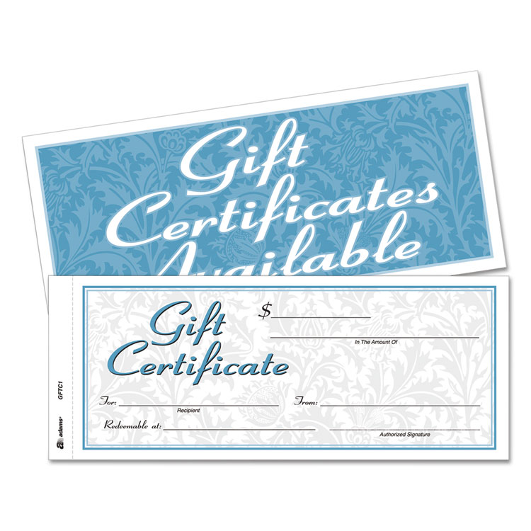 Picture of Gift Certificates w/Envelopes, 8 x 3 2/5, White/Canary, 25/Book