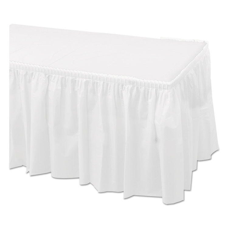 Tableskirts, Plastic, White, 29 x 14 ft, 6/Carton