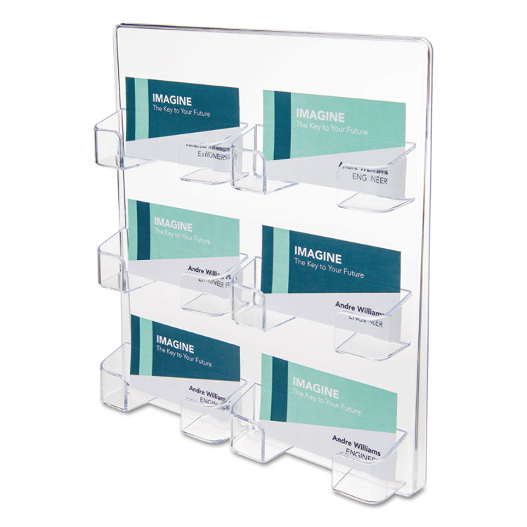 Picture of Six-Pocket Wall Mount Business Card Holder, Holds 480 2 X 3 1/2 Cards, Clear