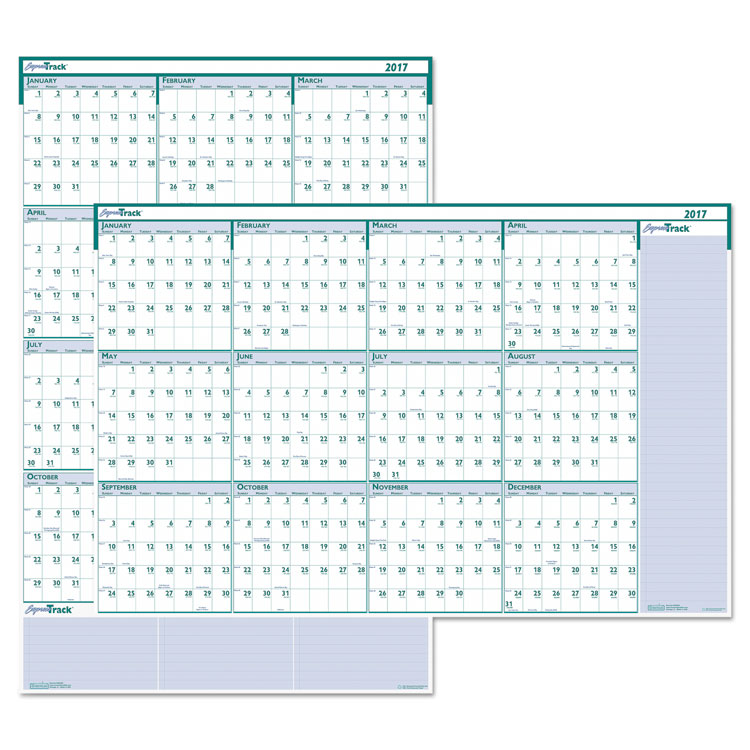 Picture of Recycled Express Track Reversible/Erasable Yearly Wall Calendar, 24 x 37