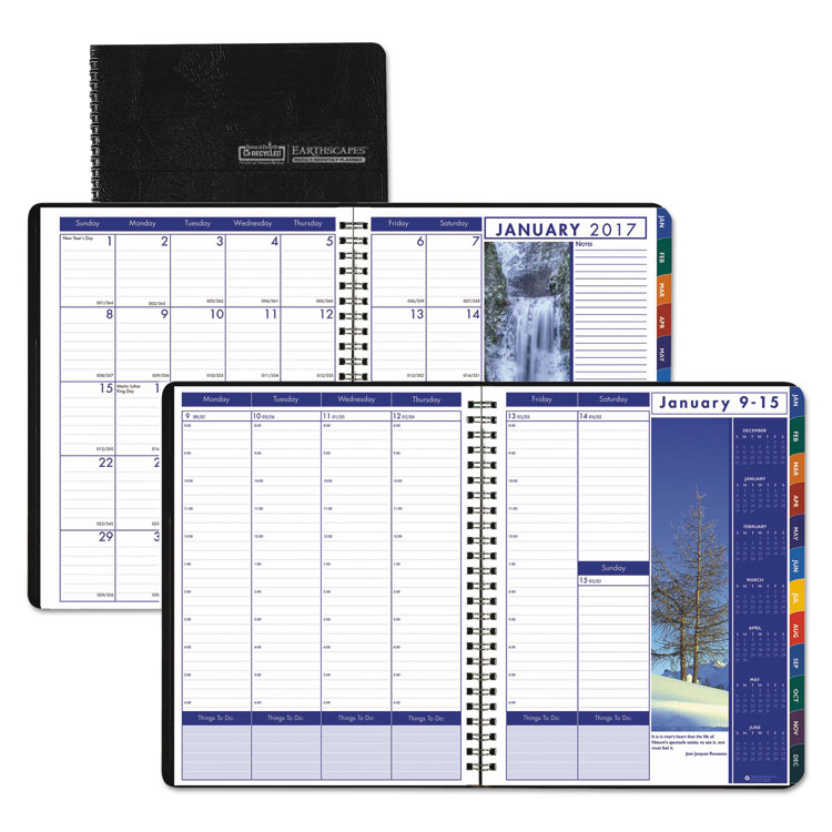 Picture of Recycled Earthscapes Weekly/Monthly Planner, 8 1/2 x 11, Black