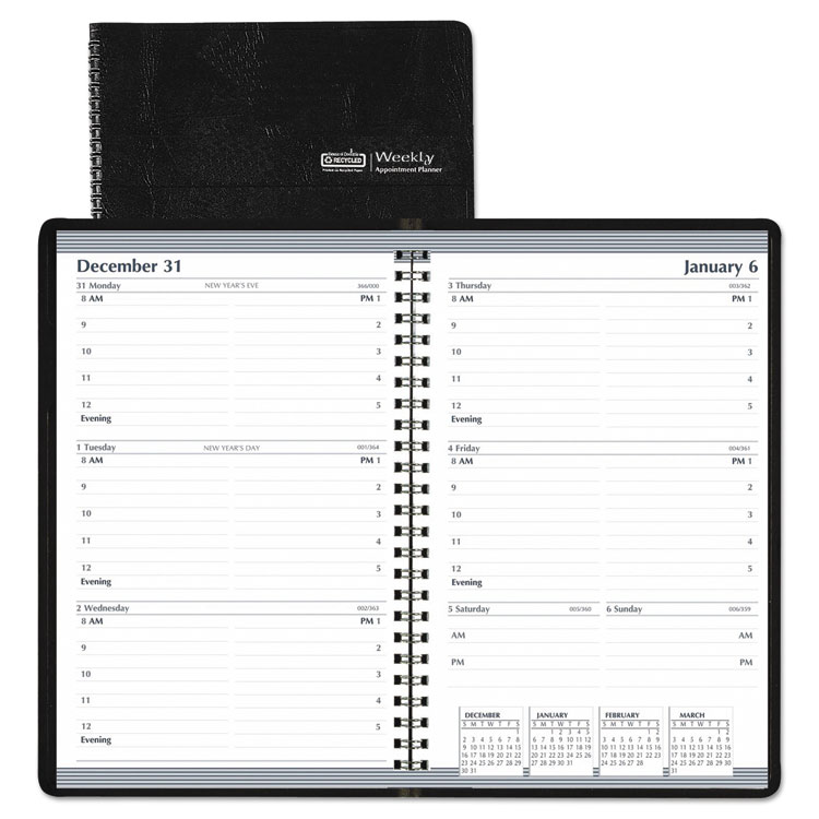 Picture of Recycled Weekly Appointment Book, 30-Minute Appointments, 5 x 8, Black