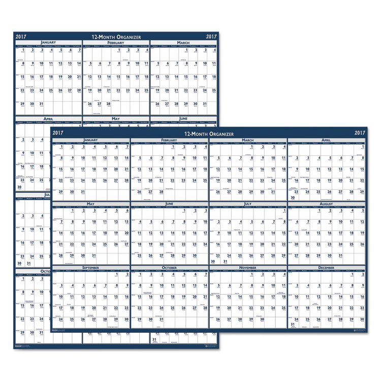 Picture of Recycled Laminated Write-On/Wipe-Off Jumbo Yearly Wall Calendar, 66 x 33