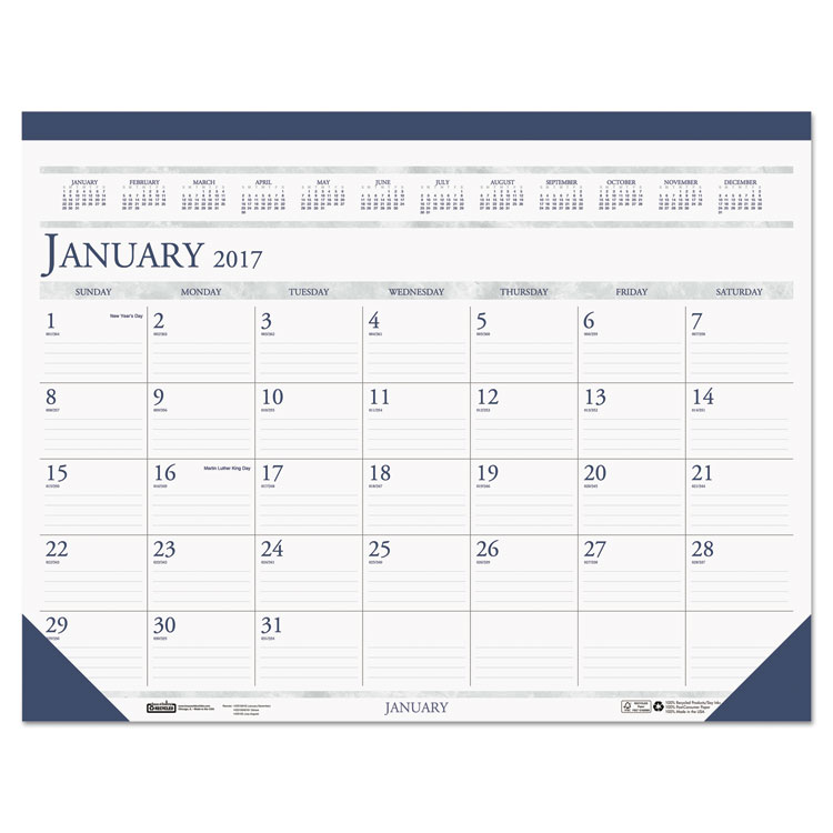 Picture of Recycled Two-Color Monthly Desk Pad Calendar, 22 x 17