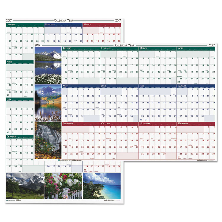 Picture of Recycled Earthscapes Nature Scene Reversible Yearly Wall Calendar, 18 x 24