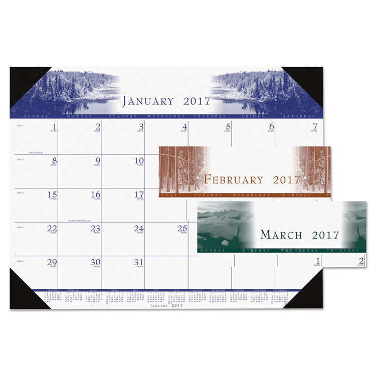 Picture of Recycled One-Color Photo Monthly Desk Pad Calendar, 22 x 17