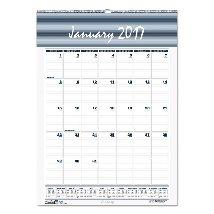 Picture of Recycled Bar Harbor Wirebound Monthly Wall Calendar, 12 x 17