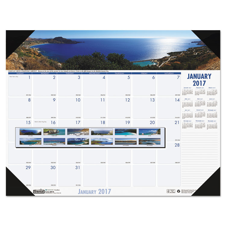 Picture of Recycled Coastlines Photographic Monthly Desk Pad Calendar, 22 x 17