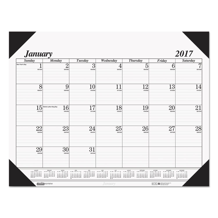 Picture of Recycled Workstation-Size One-Color Monthly Desk Pad Calendar, 18 1/2 x 13