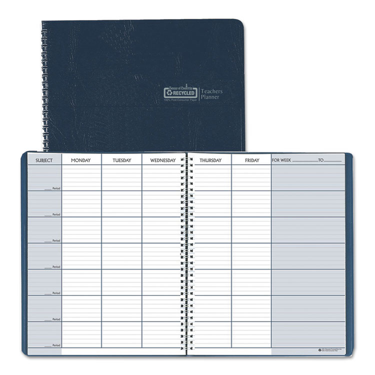 Picture of Teacher's Planner, Embossed Simulated Leather Cover, 11 x 8-1/2, Blue