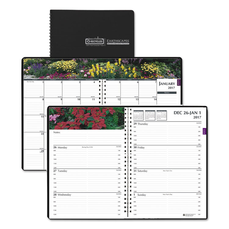 Picture of Recycled Gardens of the World Weekly/Monthly Planner, 7 x 10, Black